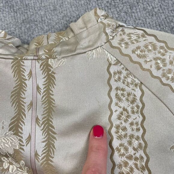 Danielle Rollins Women’s Size XS 100% Silk Bell Sleeve Blouse Top Zip Snap $850 - Picture 9 of 10